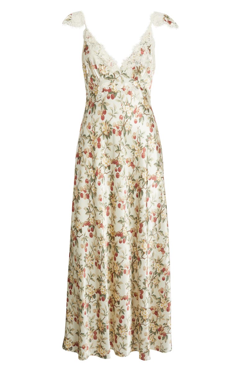 DÔEN Fiona Floral Silk Maxi Dress, Alternate, color, Cerise Et Fleur
