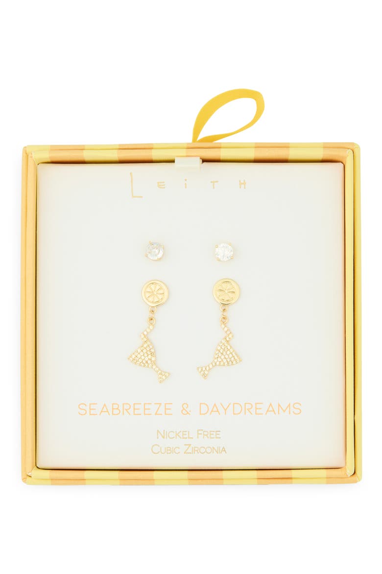 Seabreeze & Daydreams Set of 2 Cubic Zirconia Lemon Drop Earrings, Main, color, CLEAR- YELLOW- GOLD
