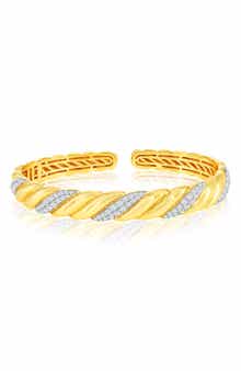 SIMONA CZ Wave Textured Bangle Bracelet