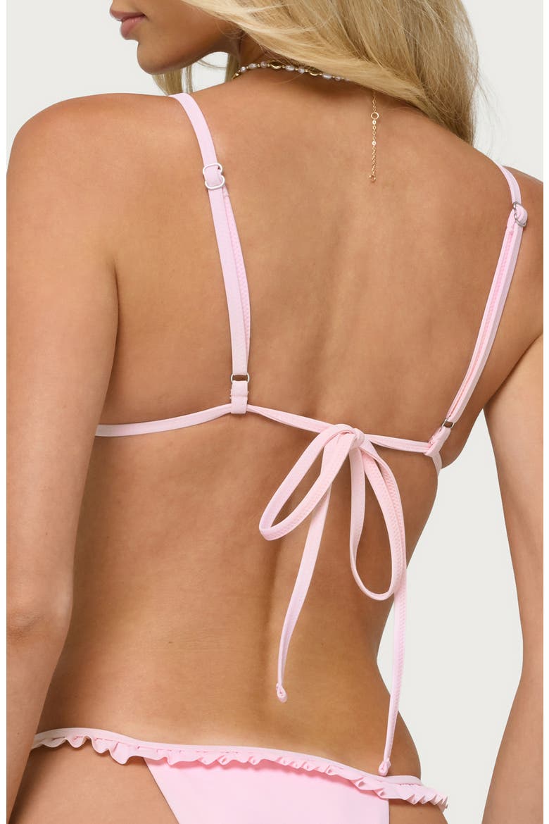 Avah Beaded Ruffle Bikini Top, Alternate, color, PINK