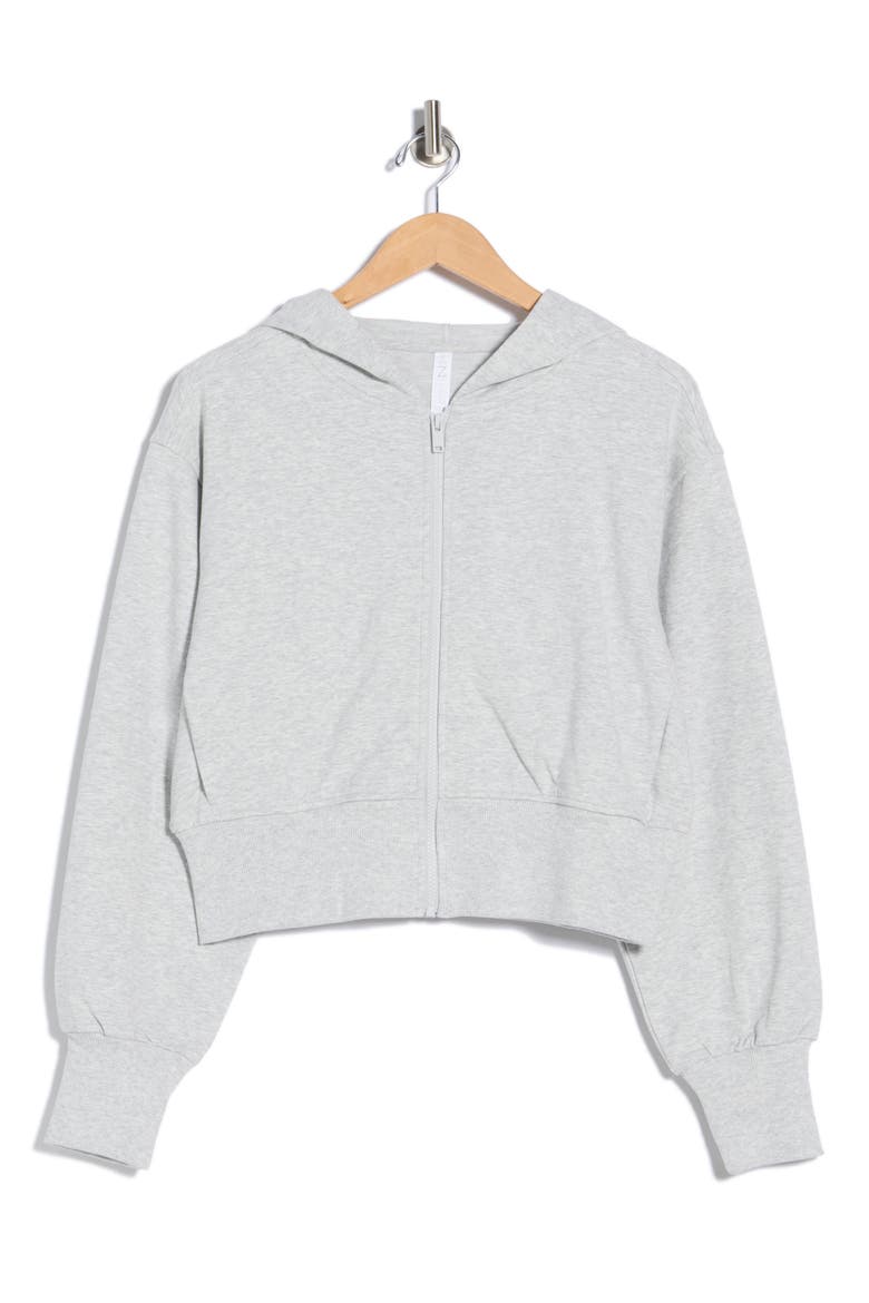 Relay French Terry Crop Full Zip Hoodie, Alternate, color, GREY LIGHT HEATHER