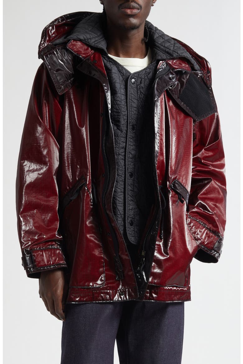 Prismatic Coated Ripstop Parka, Main, color, V0012 BURGUNDY
