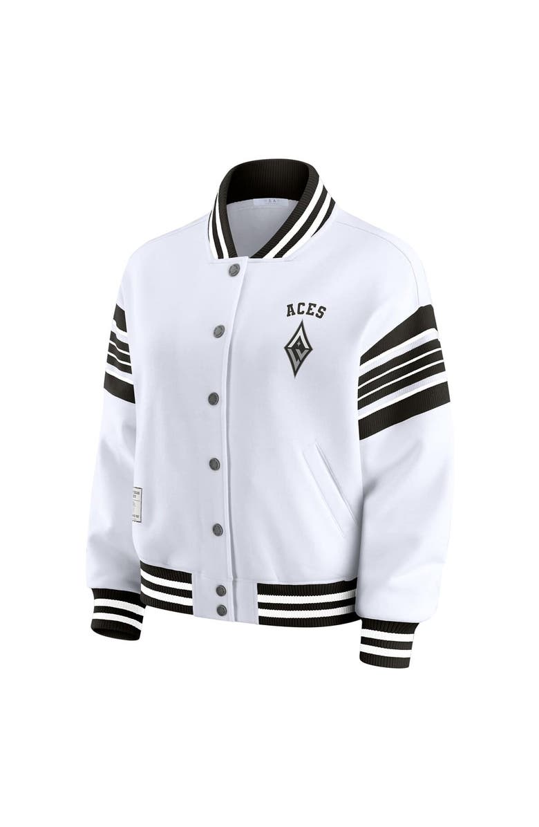 WEAR by Erin Andrews Women's WEAR by Erin Andrews White/Black Las Vegas Aces Full-Snap Fleece Sweatshirt Jacket, Alternate, color, White