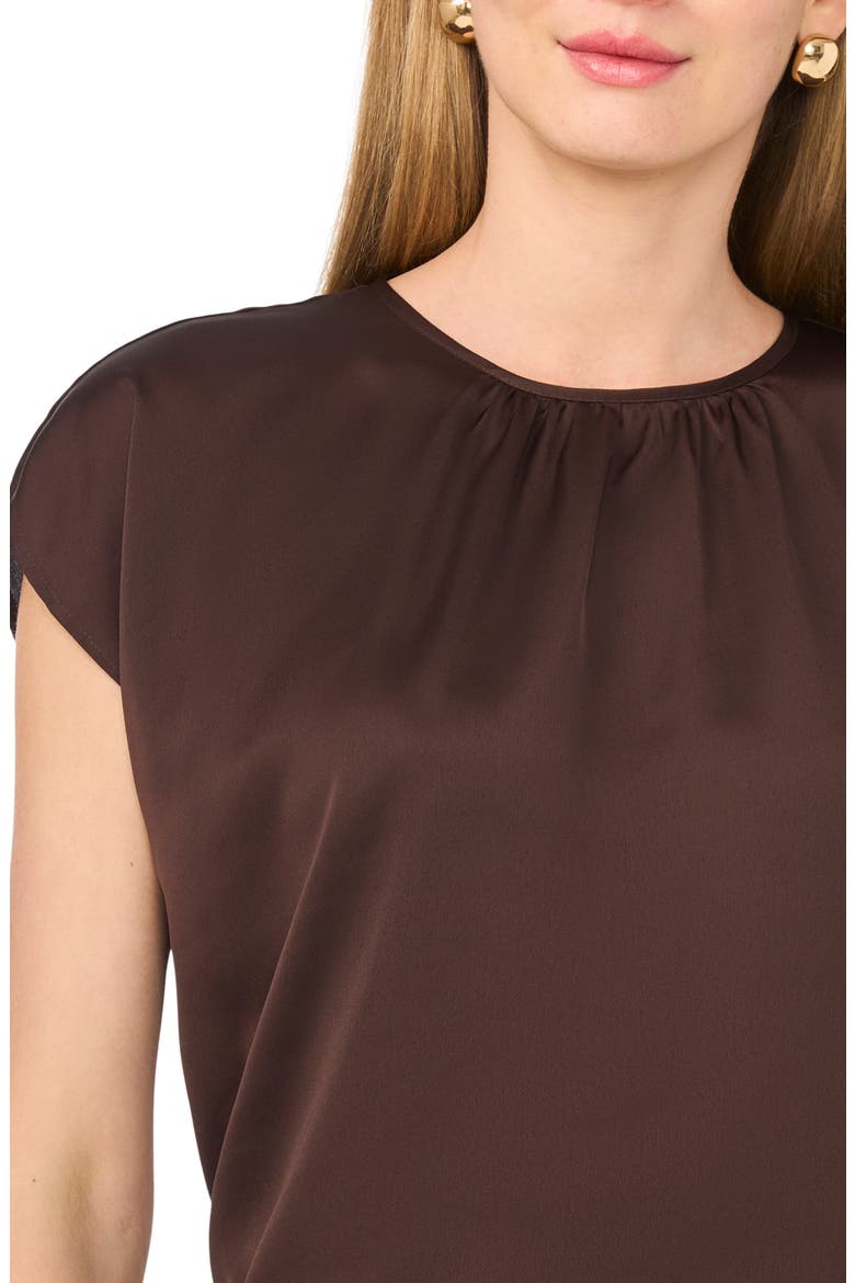 Shirred Satin Top, Alternate, color, CHOCOLATE