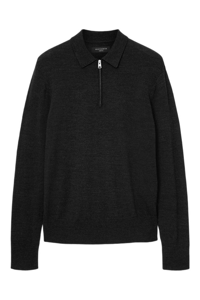 Albany Merino Wool Quarter Zip Polo, Alternate, color, CINDER BLACK