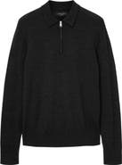 AllSaints Albany Merino Wool Quarter Zip Polo