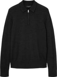 AllSaints Albany Merino Wool Quarter Zip Polo