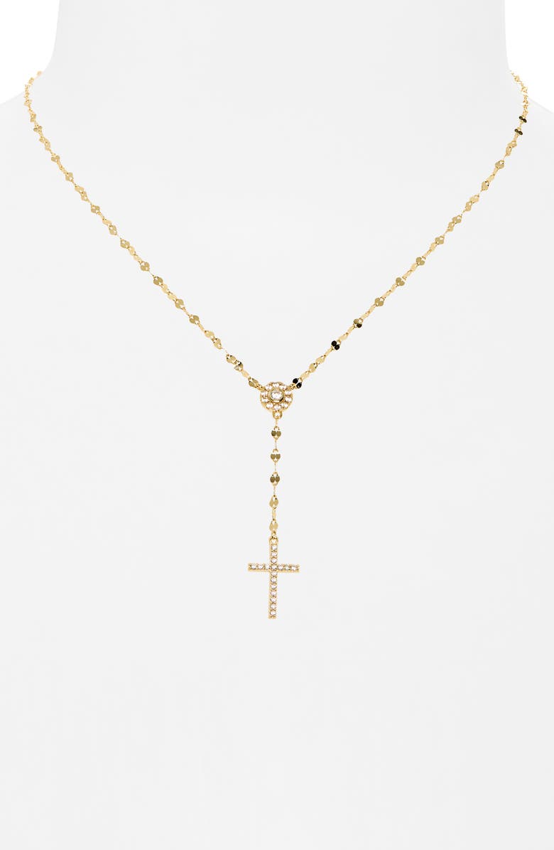 Argento Vivo Sterling Silver CZ Cross Y-Drop Necklace, Alternate, color, 