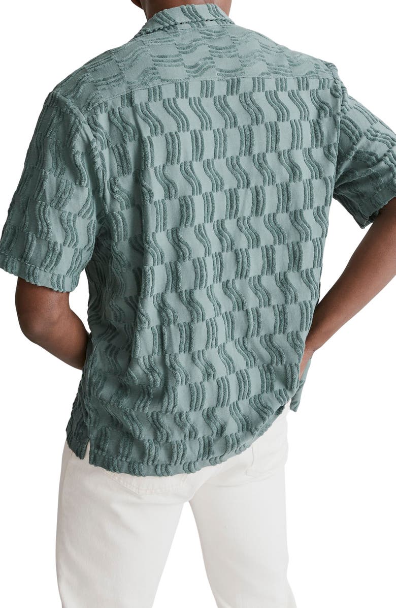 Madewell Easy Jacquard Terry Short Sleeve Button-Up Shirt, Alternate, color, 