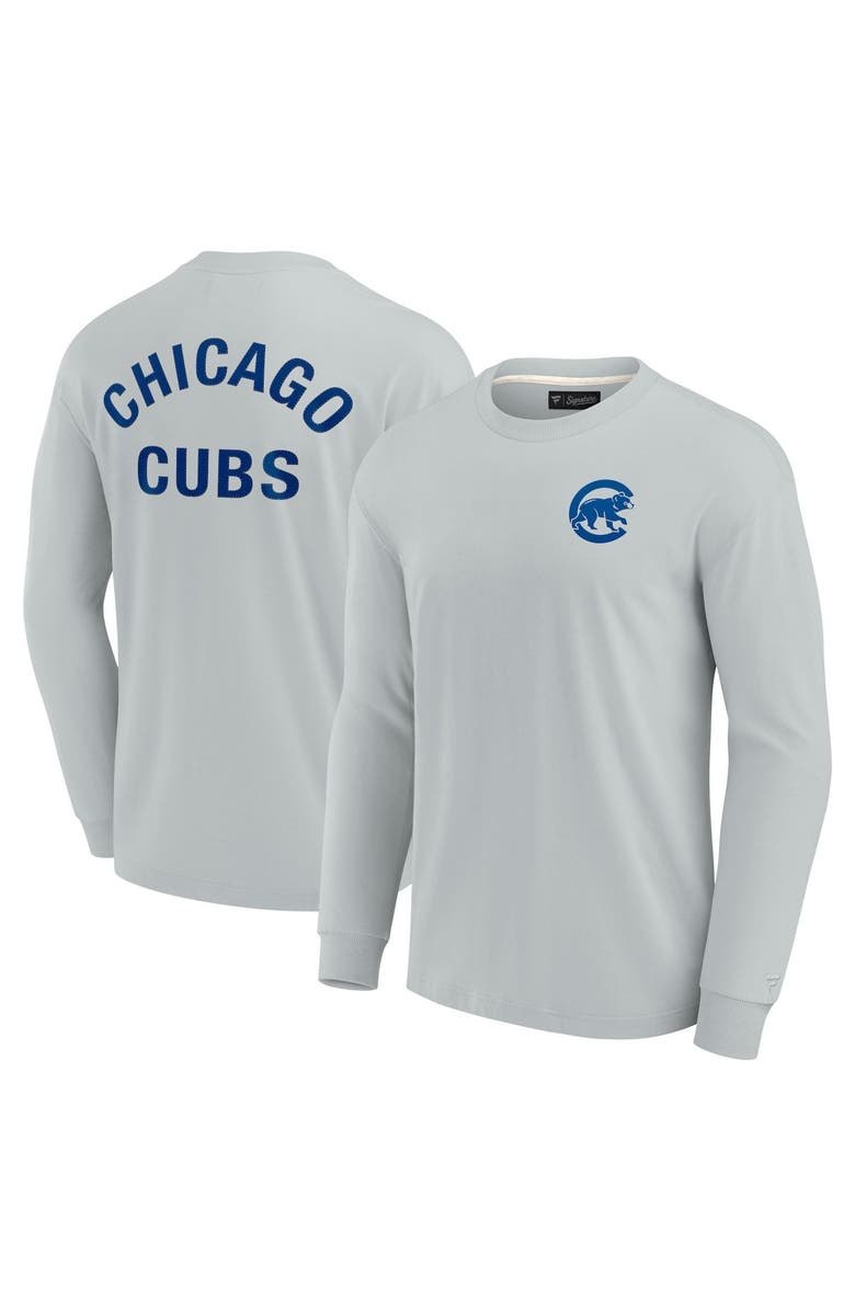 Fanatics Signature Unisex Fanatics Signature Gray Chicago Cubs Elements Super Soft Long Sleeve T-Shirt, Main, color, 
