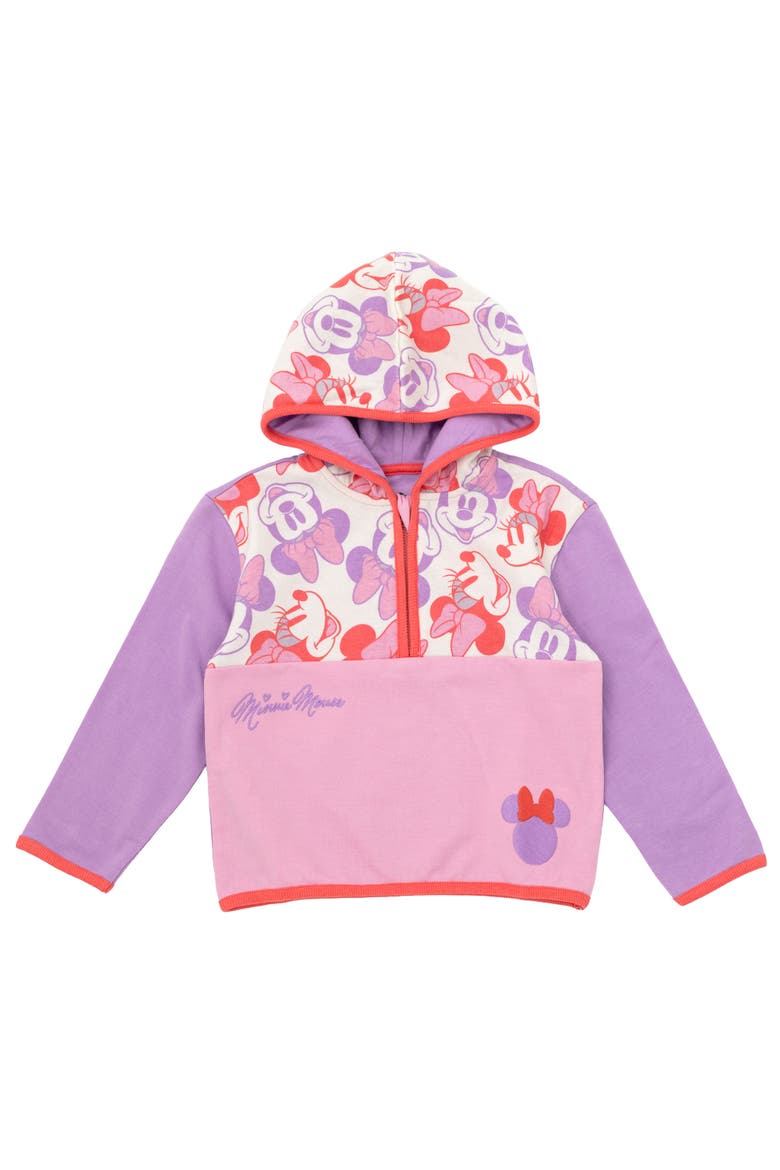 Minnie Mouse Fleece Quarter-Zip Hoodie, Main, color, Minnie Mouse Pink
