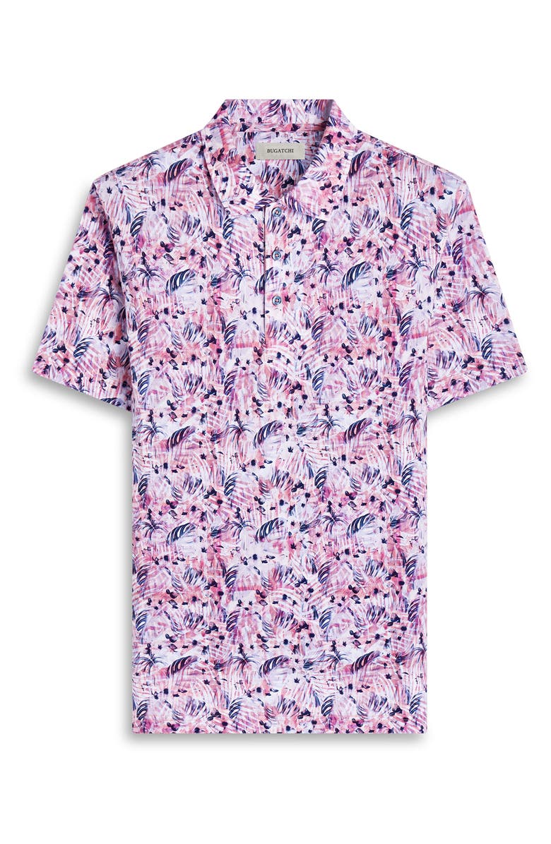 Bugatchi Victor OoohCotton<sup>®</sup> Leaf Print Polo, Alternate, color, Chili