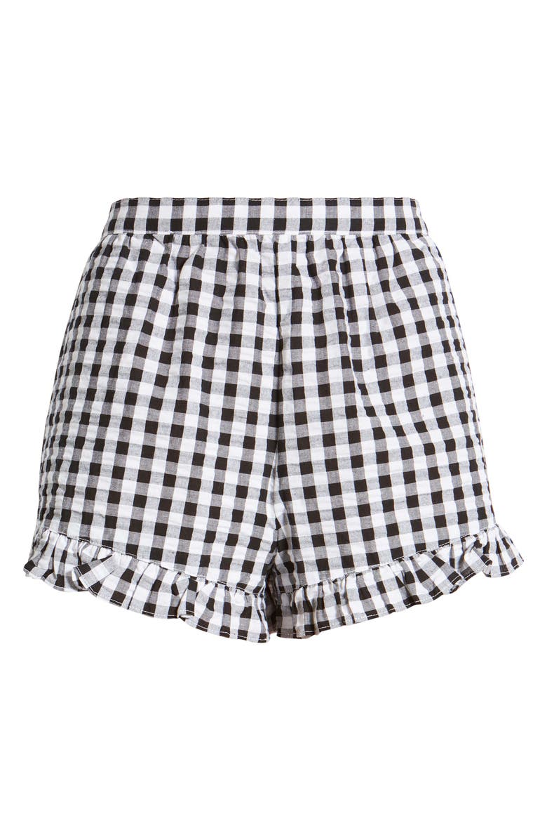 BP. Ruffle Trim Gingham Cotton Shorts, Alternate, color, 