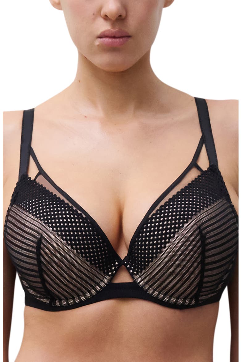 Plunge Contour Underwire Bra, Main, color, BLACK