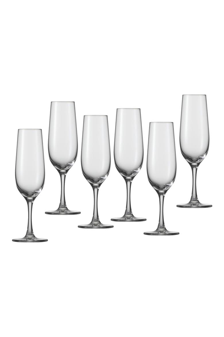 Congresso Set of 6 Champagne Flute Glasses, Main, color, CLEAR