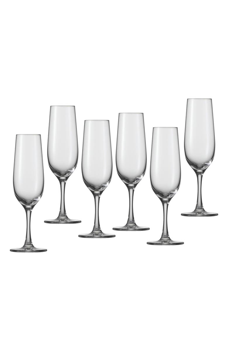 Schott Zwiesel Congresso Set of 6 Champagne Flute Glasses, Main, color, Clear