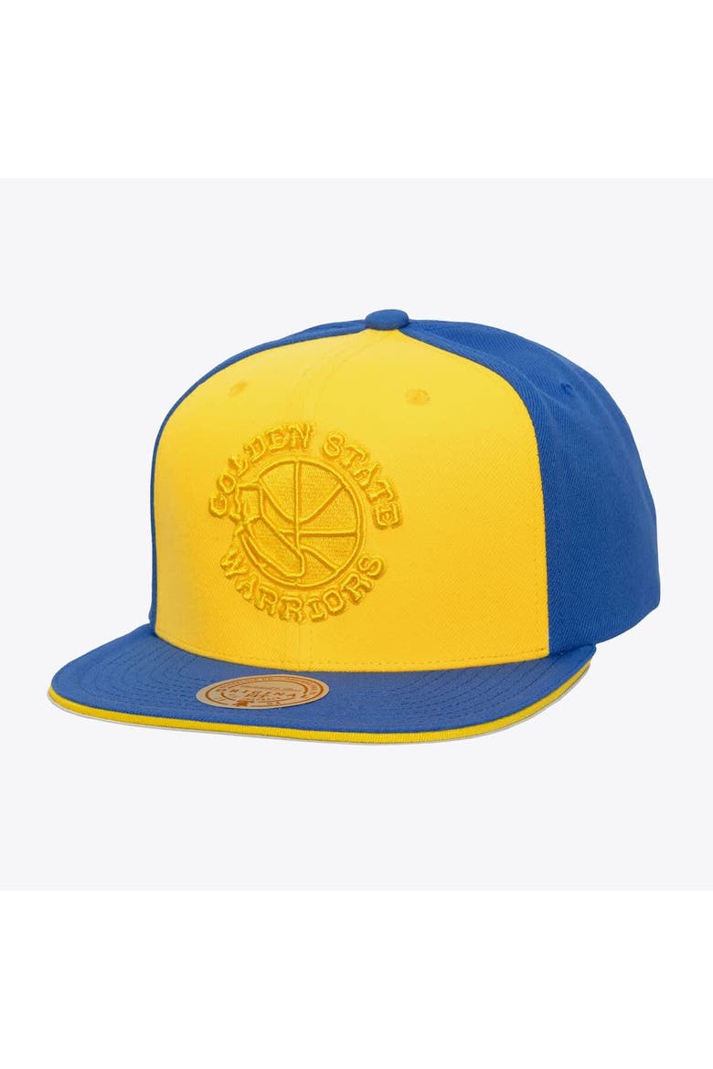 Men's Mitchell & Ness Gold/Royal Golden State Warriors Color Pop Snapback Hat, Main, color, Gold