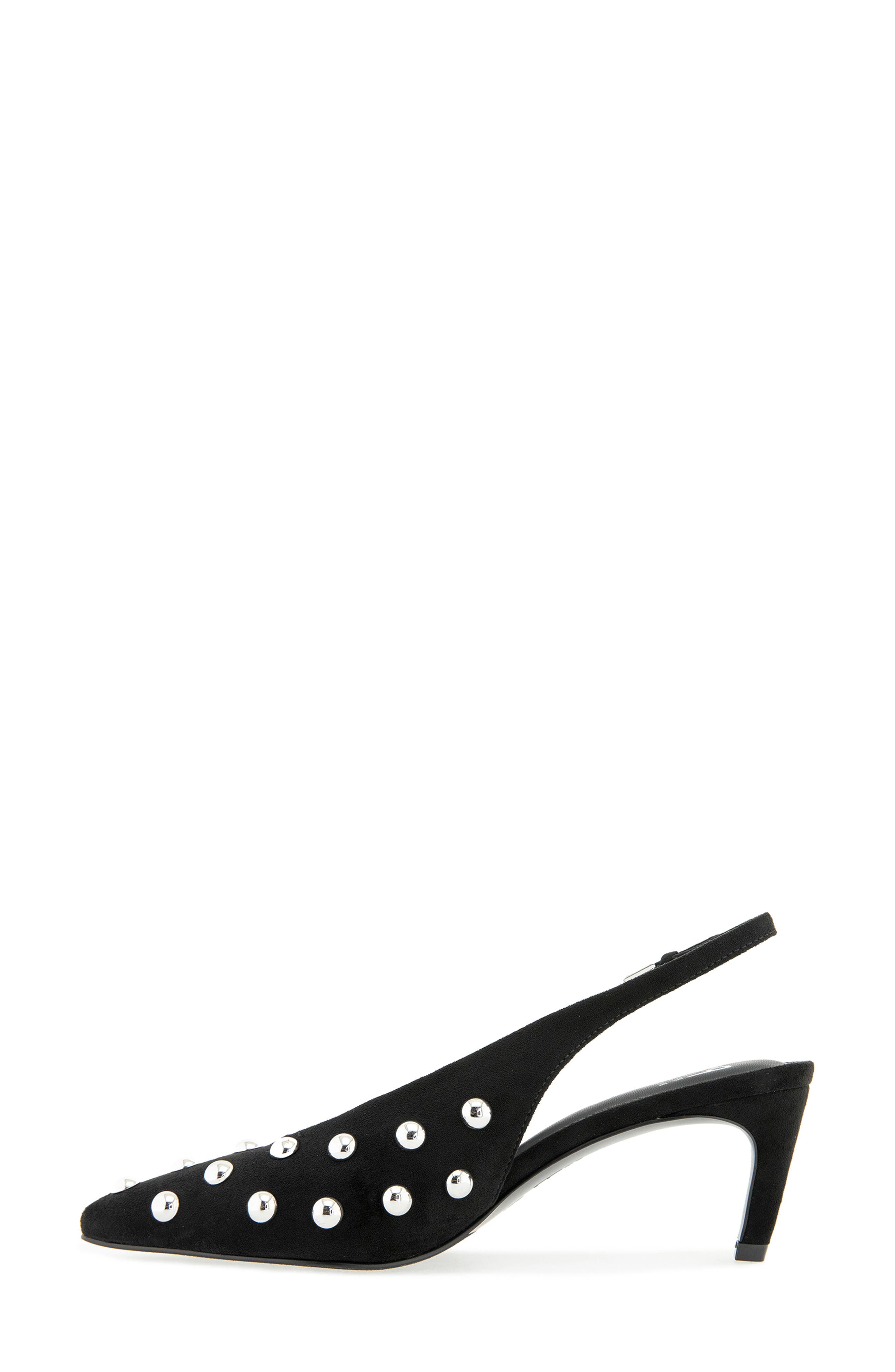 Leena Studded Slingback Pump, Alternate, color, BLACK FAUX SUEDE