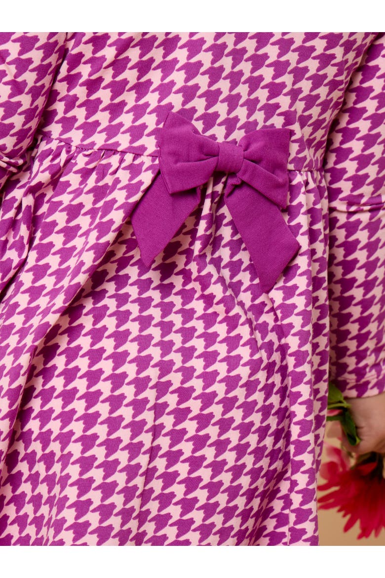 Knit Long Sleeve Twirl Dress, Alternate, color, Plum Tart Houndstooth
