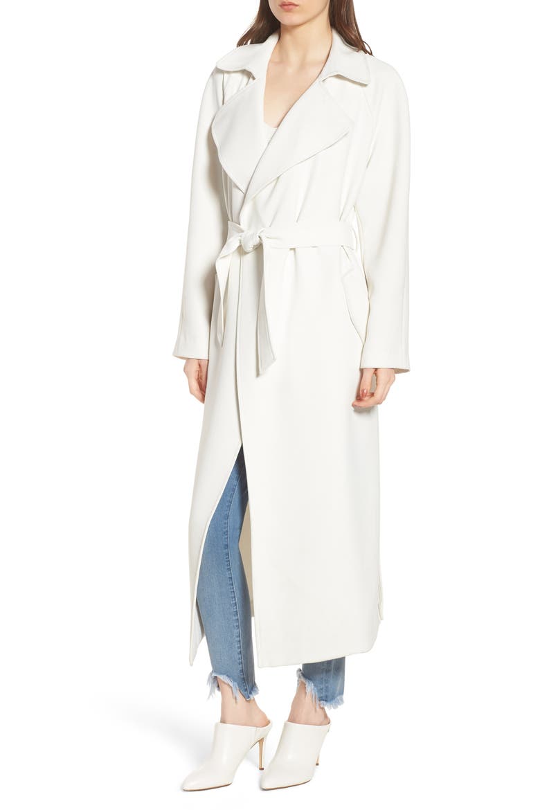 Drape Trench Coat, Alternate, color, WHITE