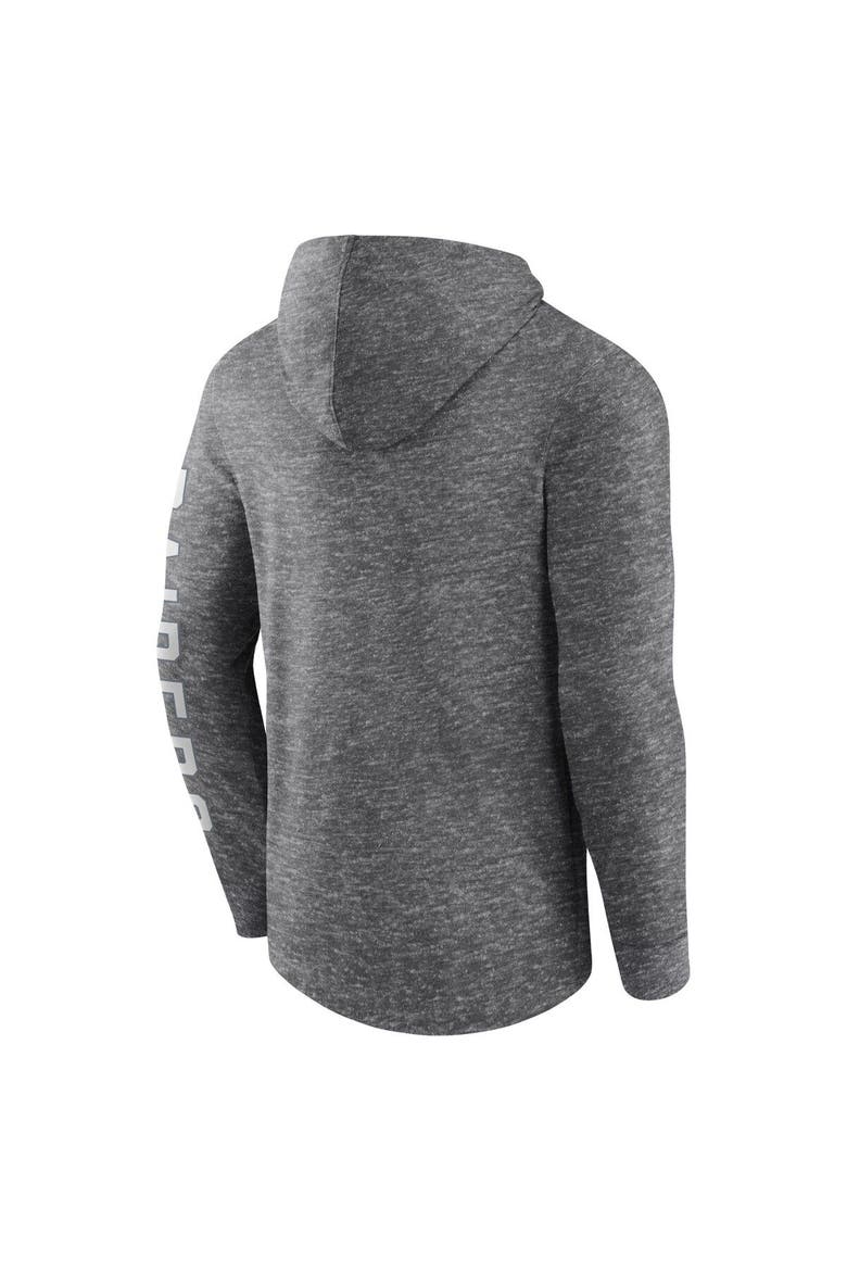 Men's Fanatics Branded Heather Charcoal Las Vegas Raiders Pill Stack Long Sleeve Hoodie T-Shirt, Alternate, color, Heather Charcoal