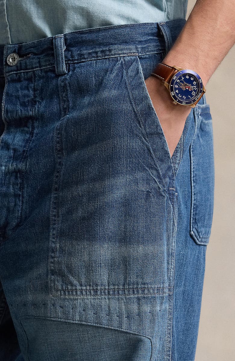 Polo Ralph Lauren Naval Patchwork Straight Leg Jeans, Alternate, color,