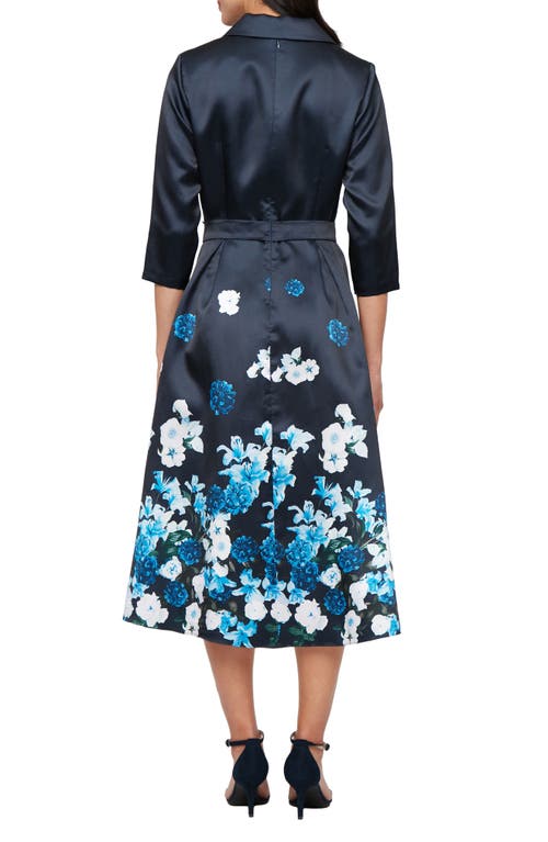 Alex Evenings Placement Print Faux Wrap Mikado Cocktail Dress In Multi