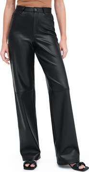 Marcella Julien High Waist Faux Leather Wide Leg Pants