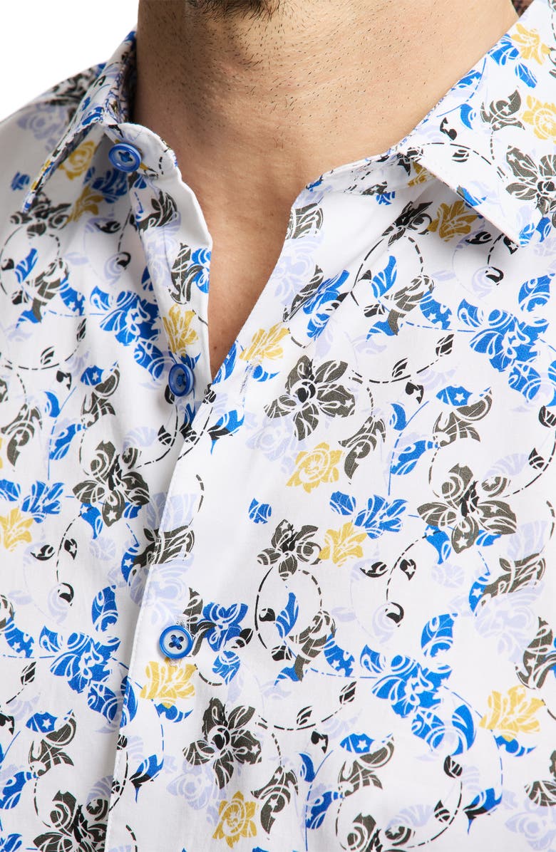 Robert Graham Alvie Short Sleeve Cotton Button-Up Shirt, Alternate, color, 