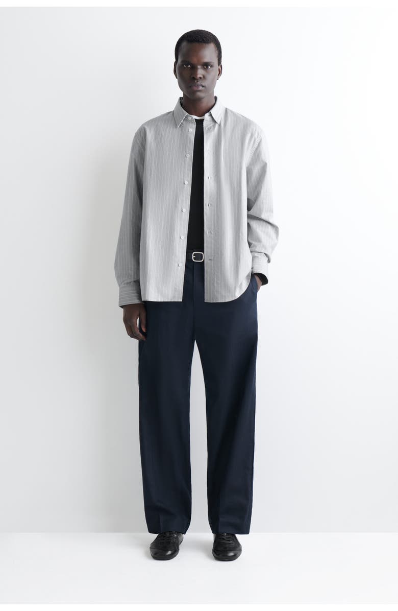 COS Cotton Oxford Shirt, Alternate, color, Light Gray / Striped
