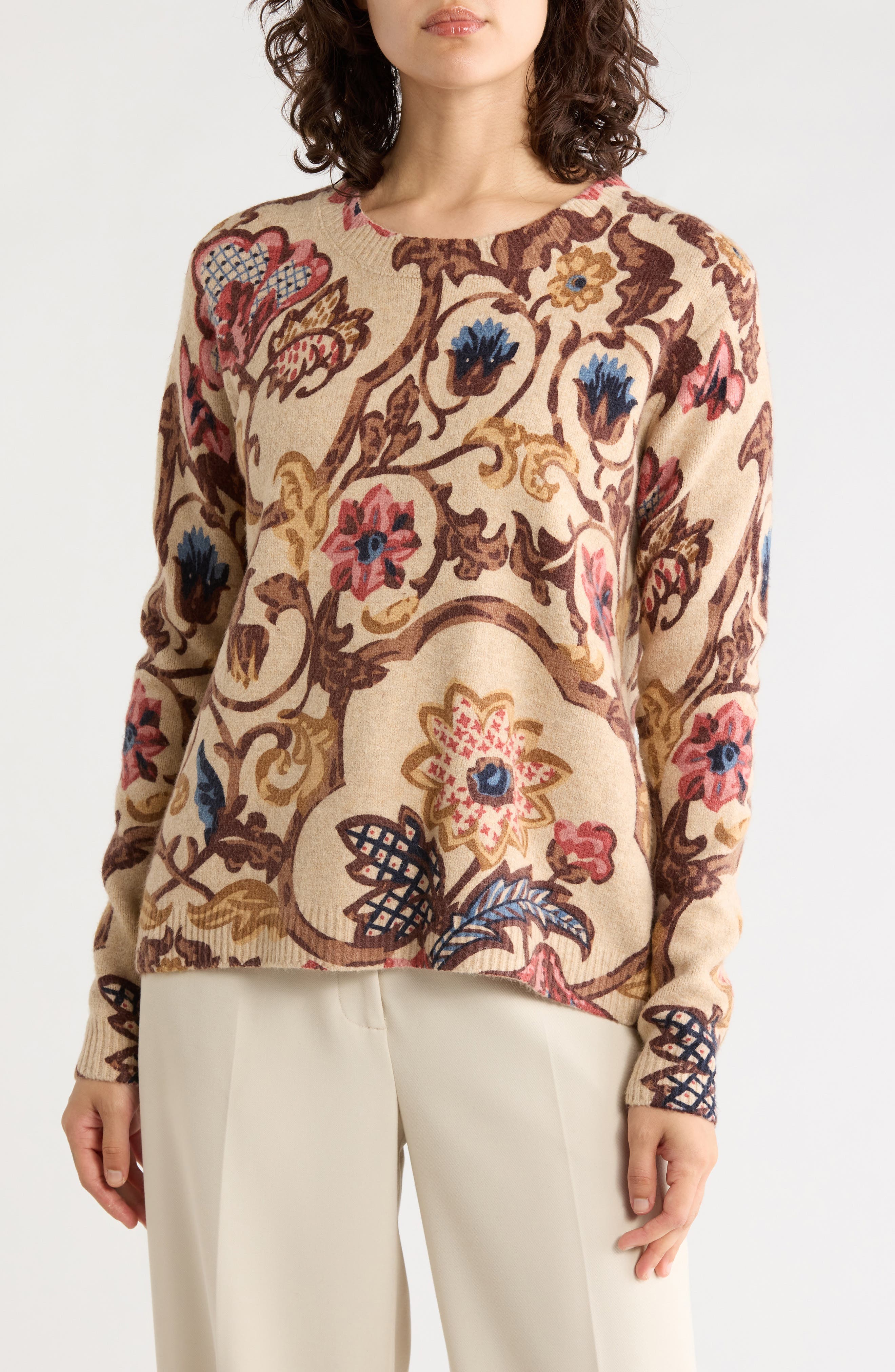 Floral Print Pullover Sweater