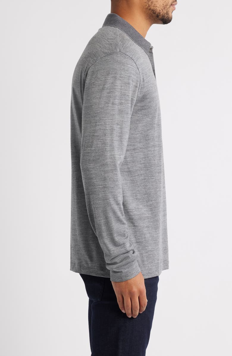 BOSS Pado Long Sleeve Wool Polo, Alternate, color, Medium Grey