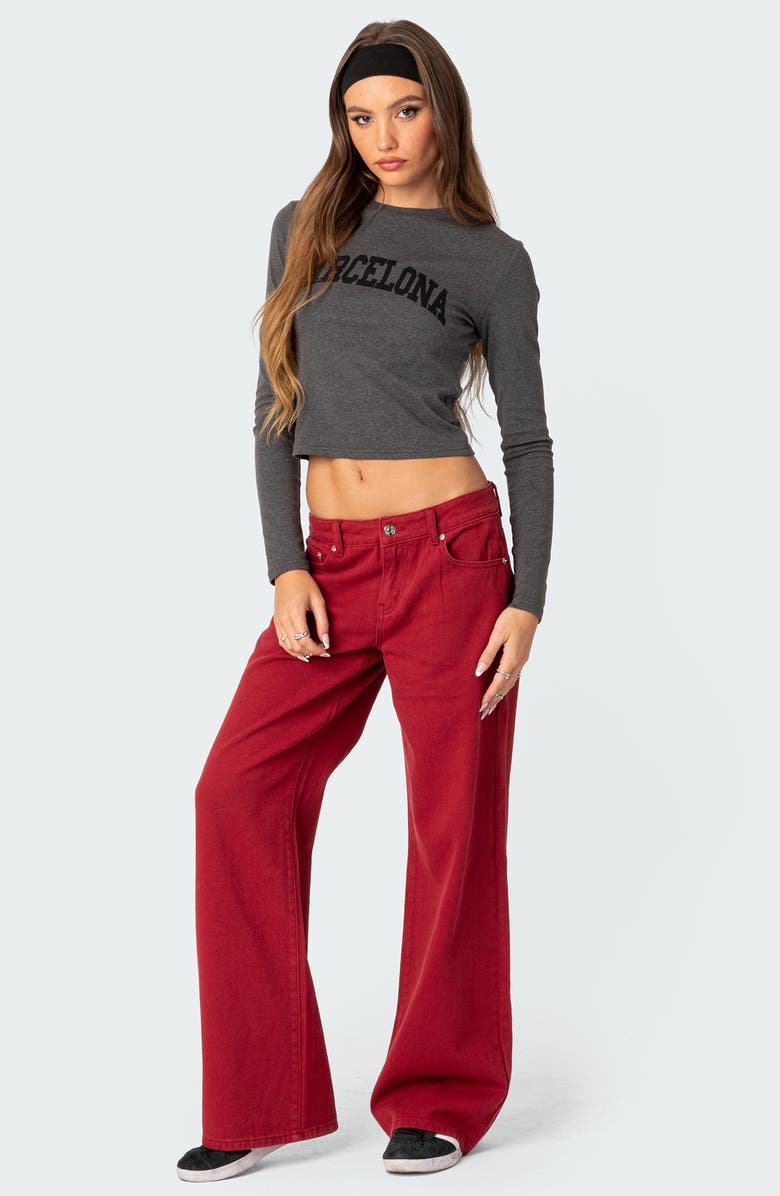 EDIKTED Roman Slouchy Wide Leg Jeans, Alternate, color, Burgundy
