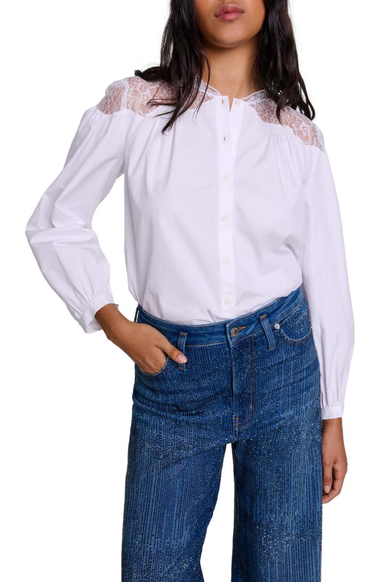 maje Lace shirt, Main, color, 