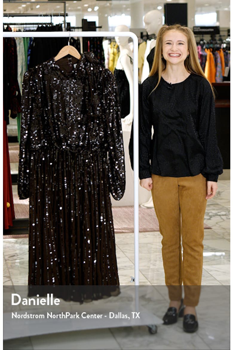 Long Sleeve Tea Length Sequin Dress video