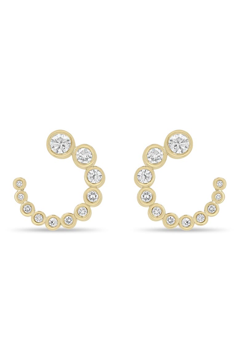 Bezel Diamond 14k Gold Hoop Earrings, Main, color, 14K YELLOW GOLD