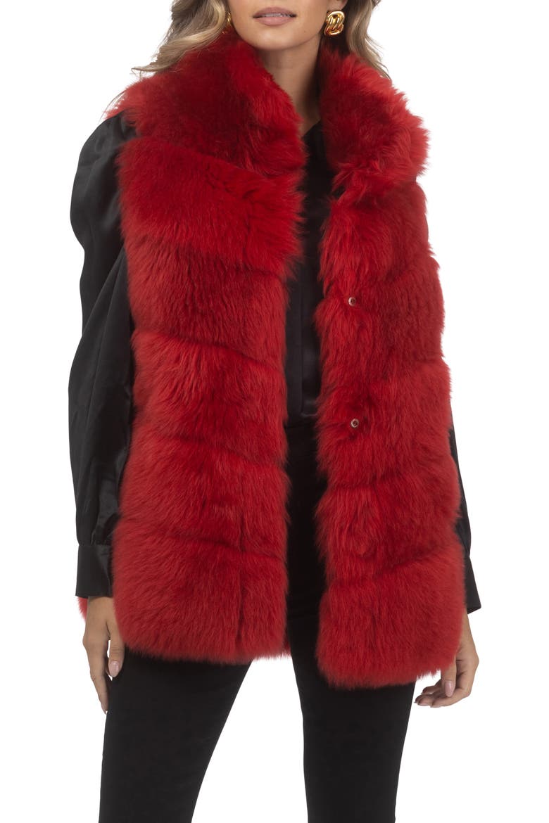 Genuine Shearling Vest, Reversible, Alternate, color, RED/RED