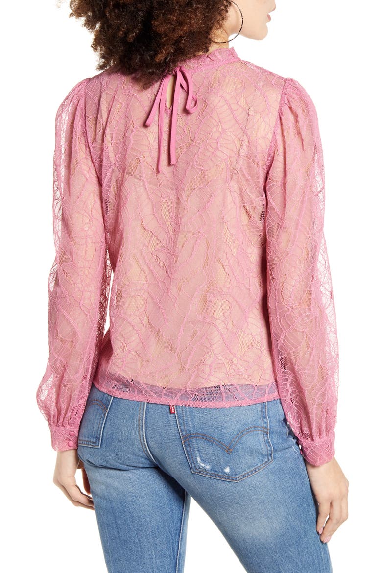 Wesley Lace Blouse, Alternate, color, MAGENTA LACE