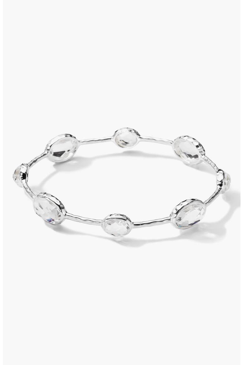 Rock Candy 8-Stone Sterling Silver Bangle, Main, color, SILVER - CLEAR QUARTZ