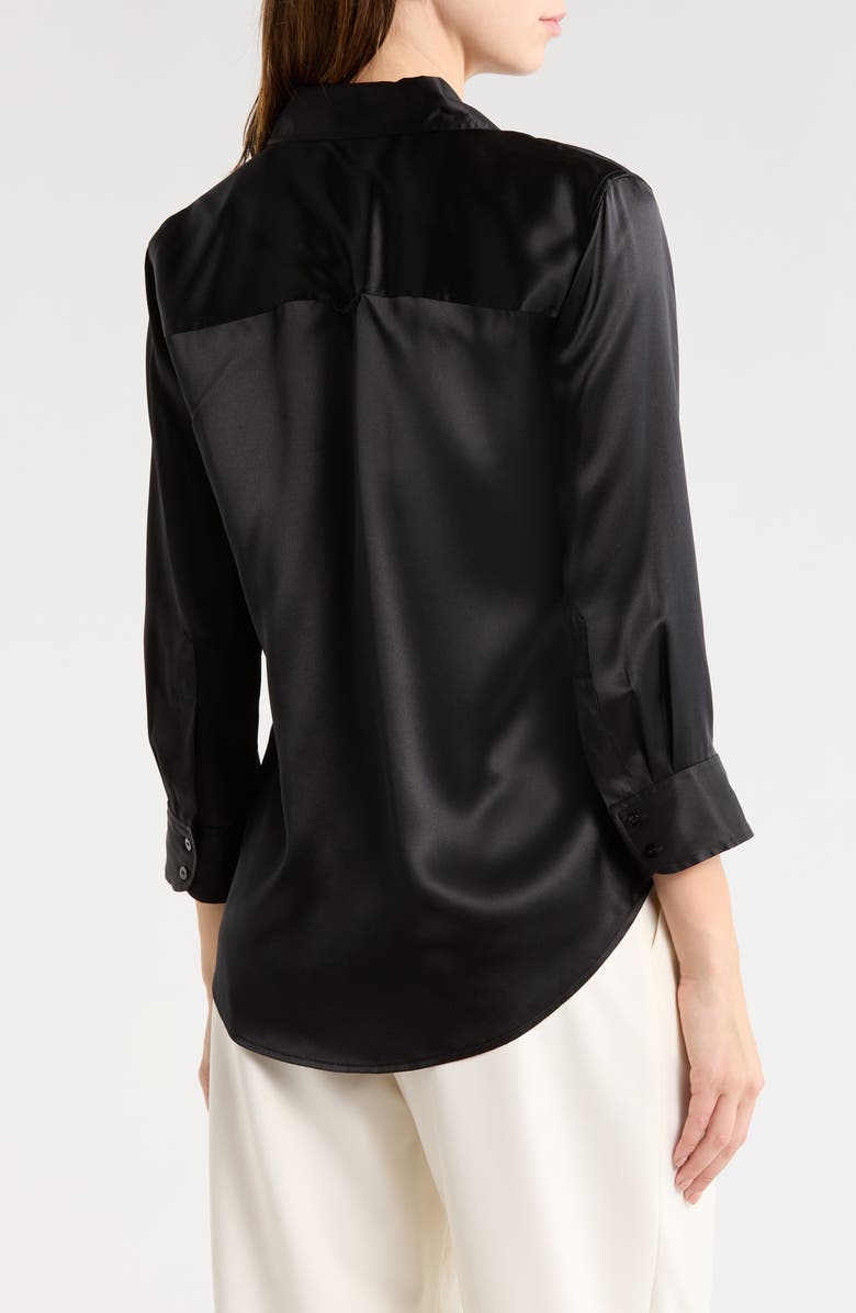 L'AGENCE Dani Silk Charmeuse Blouse, Alternate, color, Black/Black