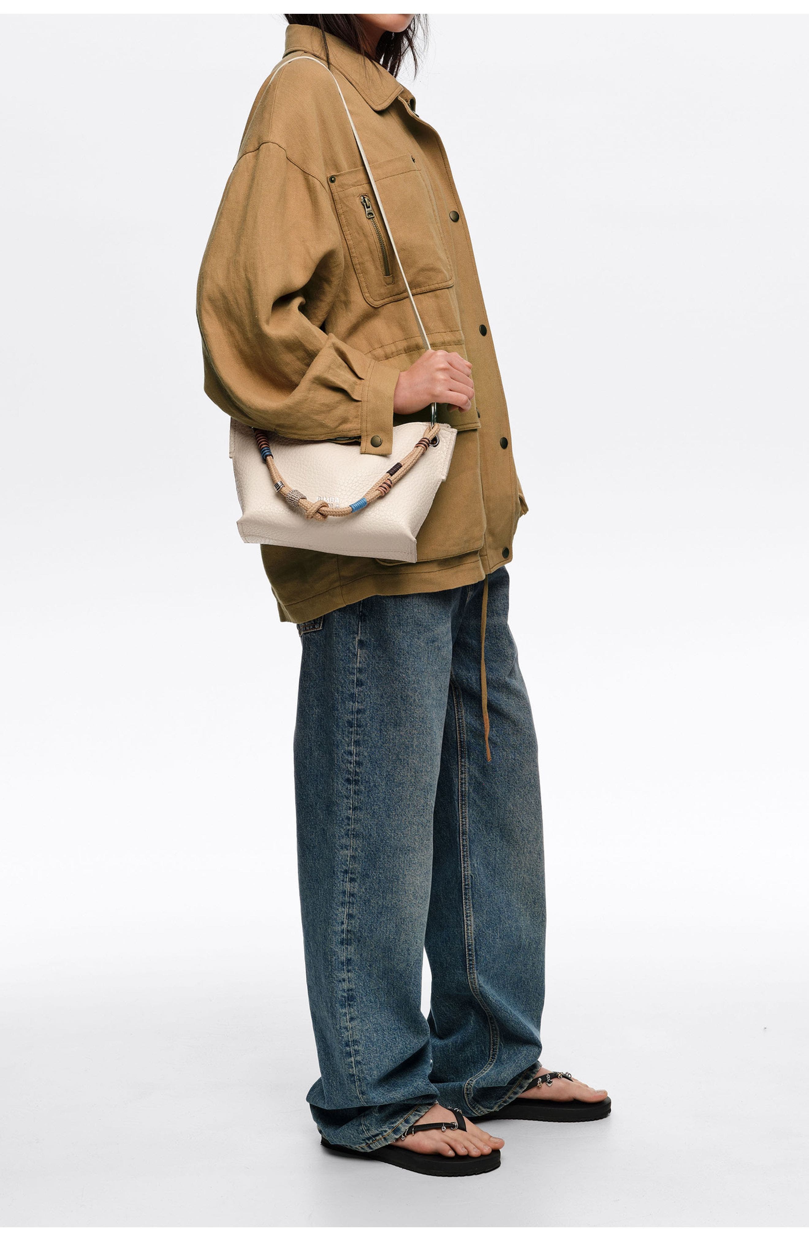 Medium Leather Trapezium Bag SS26, Alternate, color, OFF WHITE