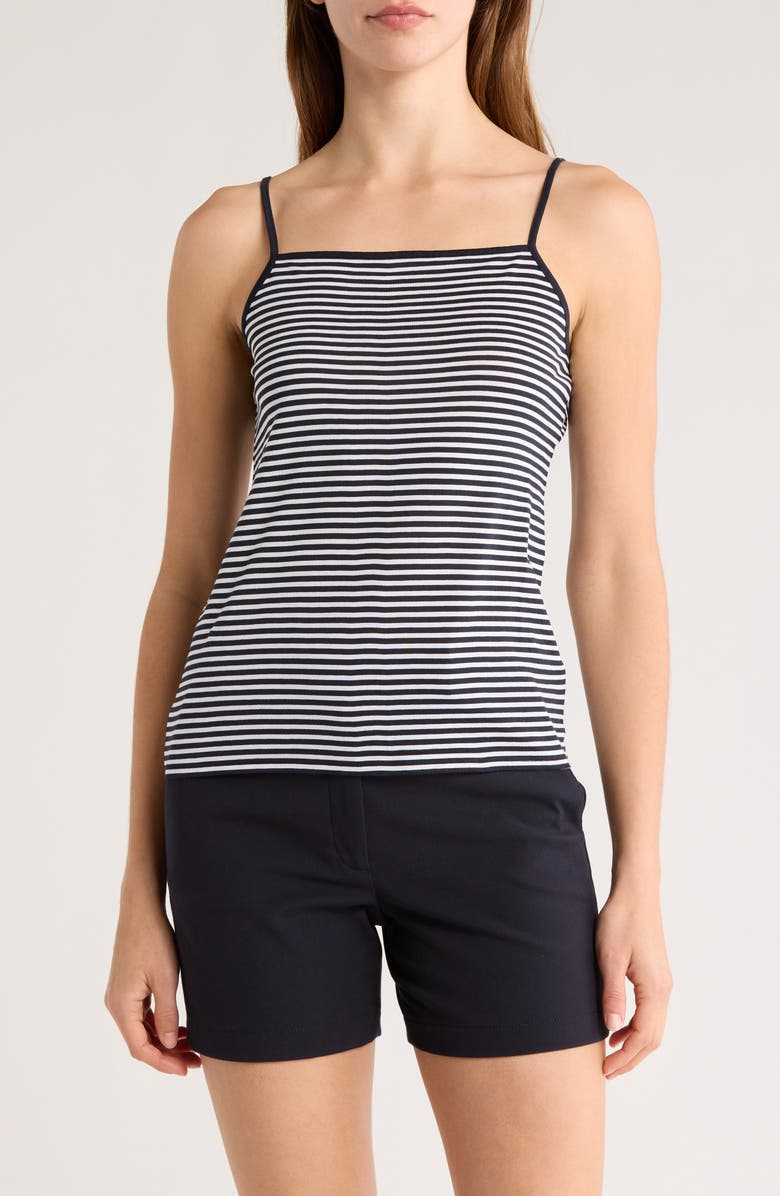 Theory Stripe Square Neck Pima Cotton Tank, Main, color, Nywh
