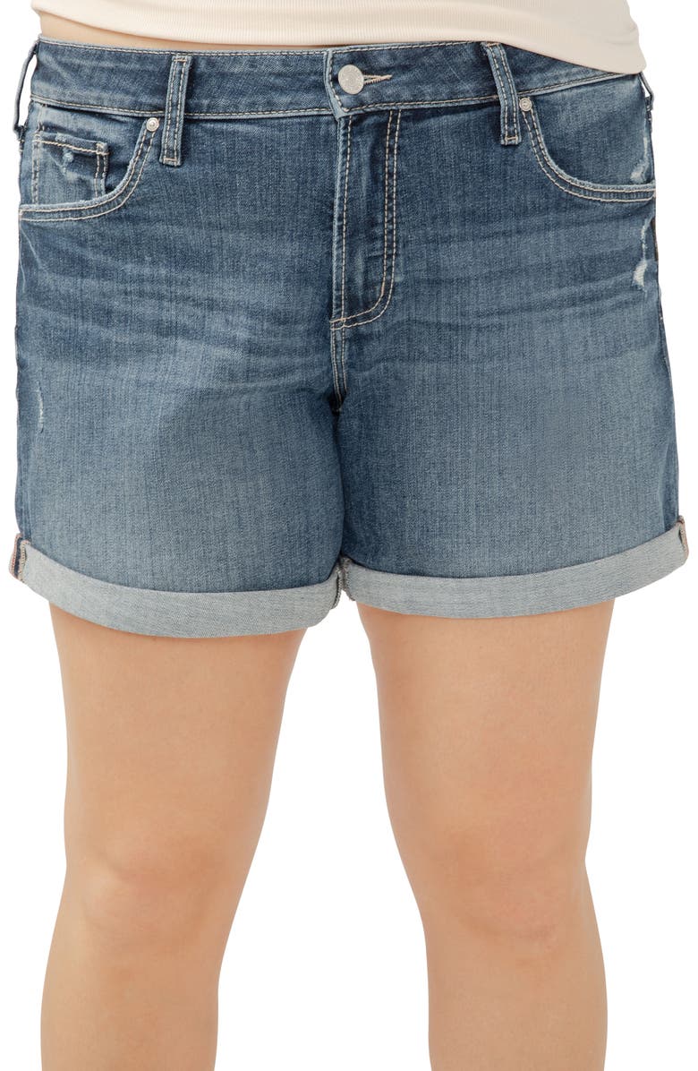 Silver Jeans Co. Denim Boyfriend Shorts, Alternate, color, Indigo