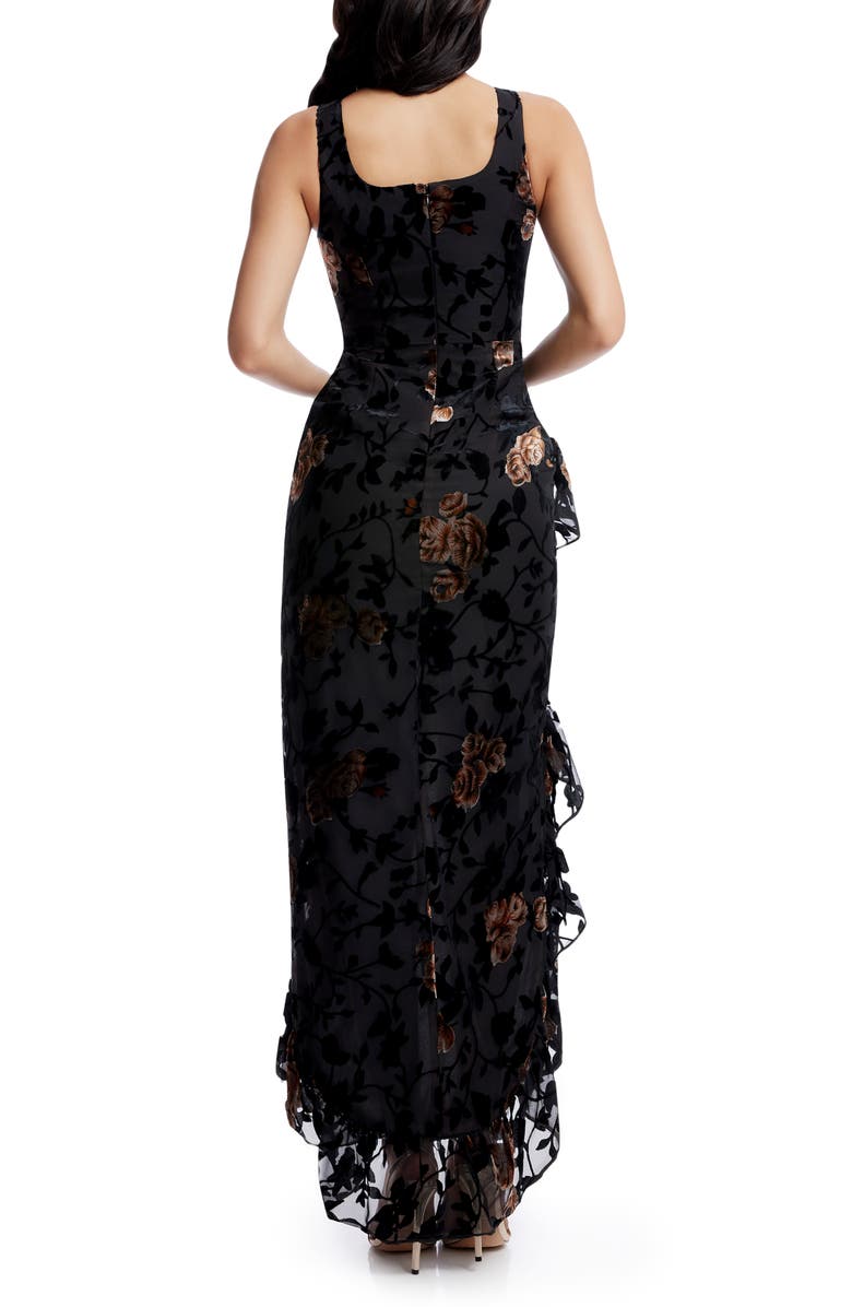 Dress the Population Charlene Mixed Floral Velvet Burnout Gown, Alternate, color, 