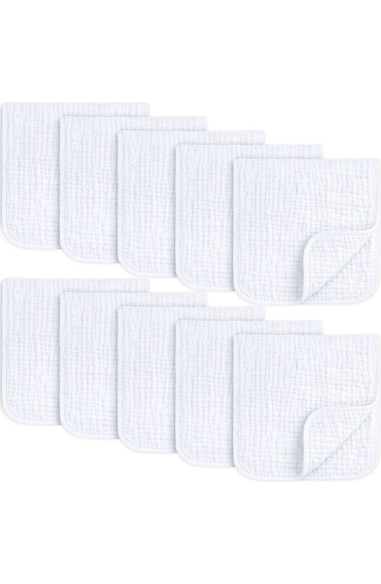 KeaBabies 10-Pack Lyra Muslin Burp Cloths, Main, color, Soft White