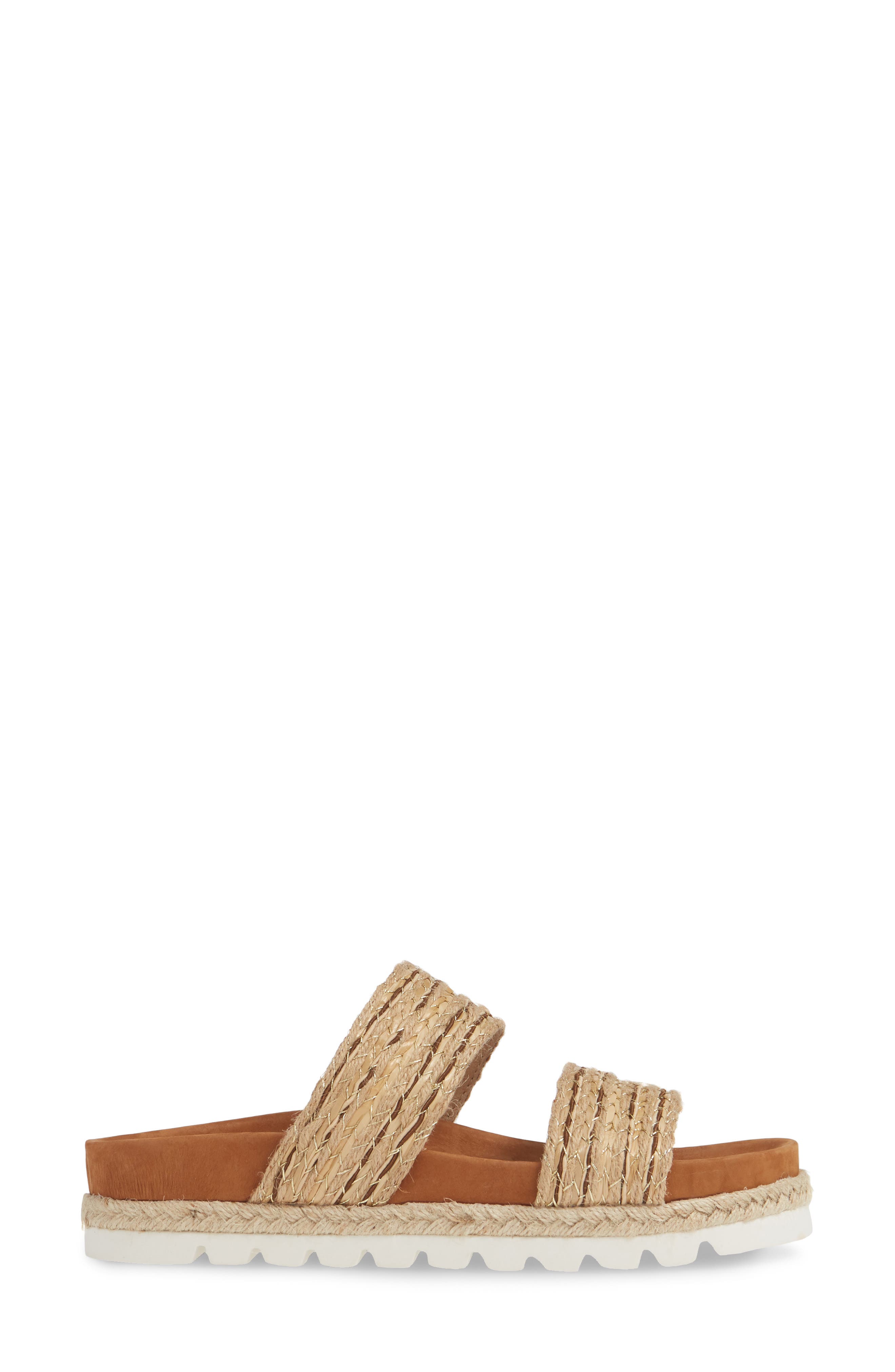 Logan Woven Slide Sandal, Alternate, color, TAN RAFFIA FABRIC