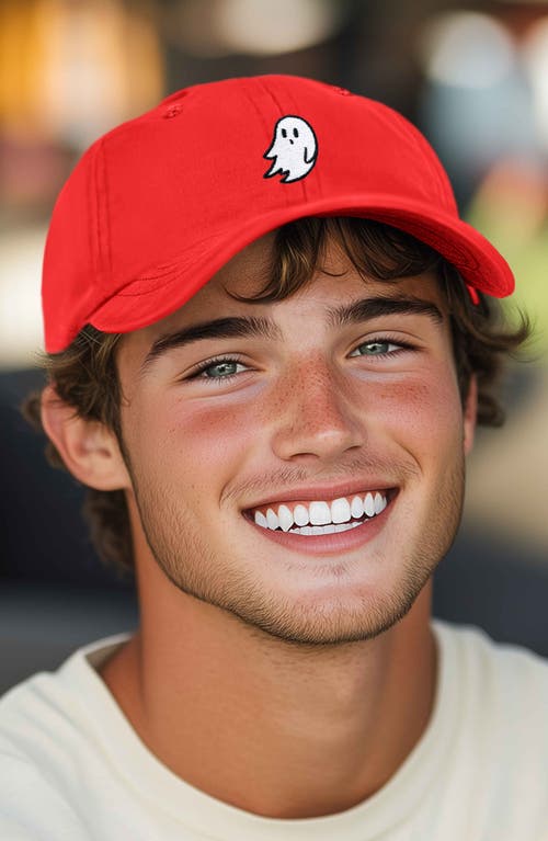 Dalix Ghost Embroidered Low Crown Cap In Red
