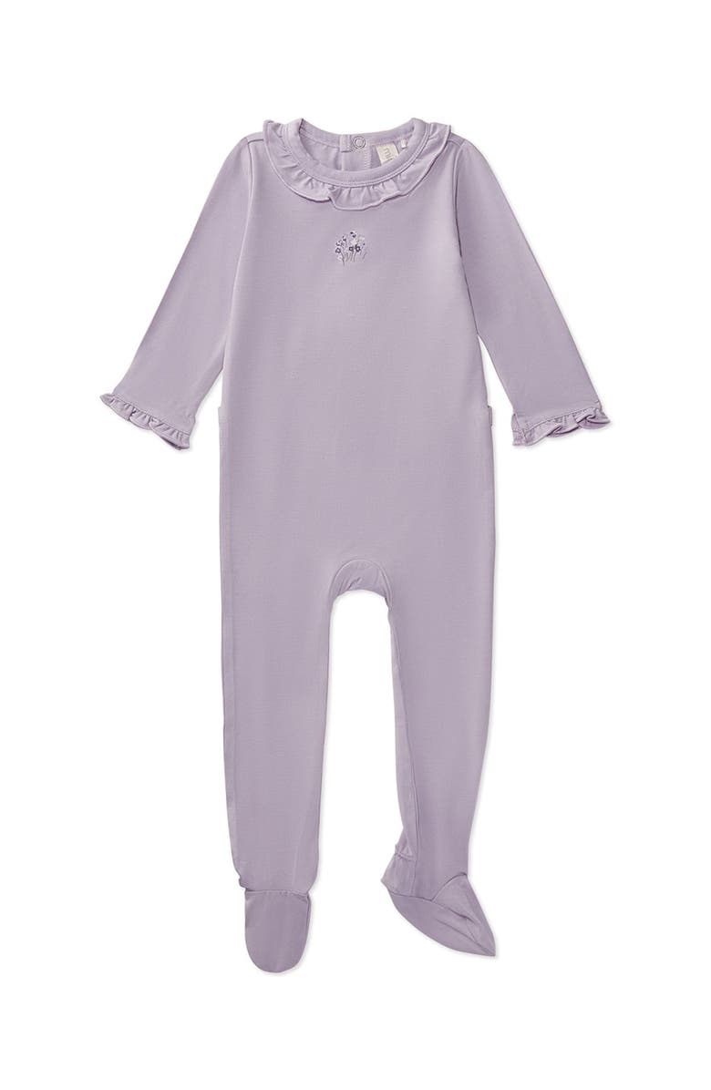 MiniMoi Baby and Toddler Girls Modal-Blend Ruffle-Trim Footie, Main, color, Orchid