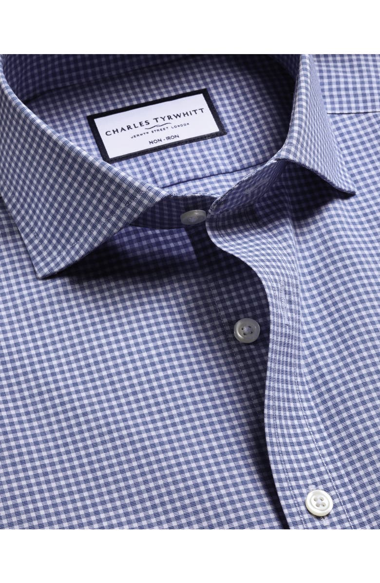 Charles Tyrwhitt Non-Iron Poplin Gingham Shirt, Alternate, color, Royal Blue