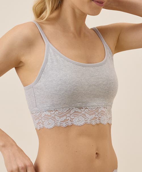 Pact Organic Cotton Lace Smooth Cup Bralette In Gray